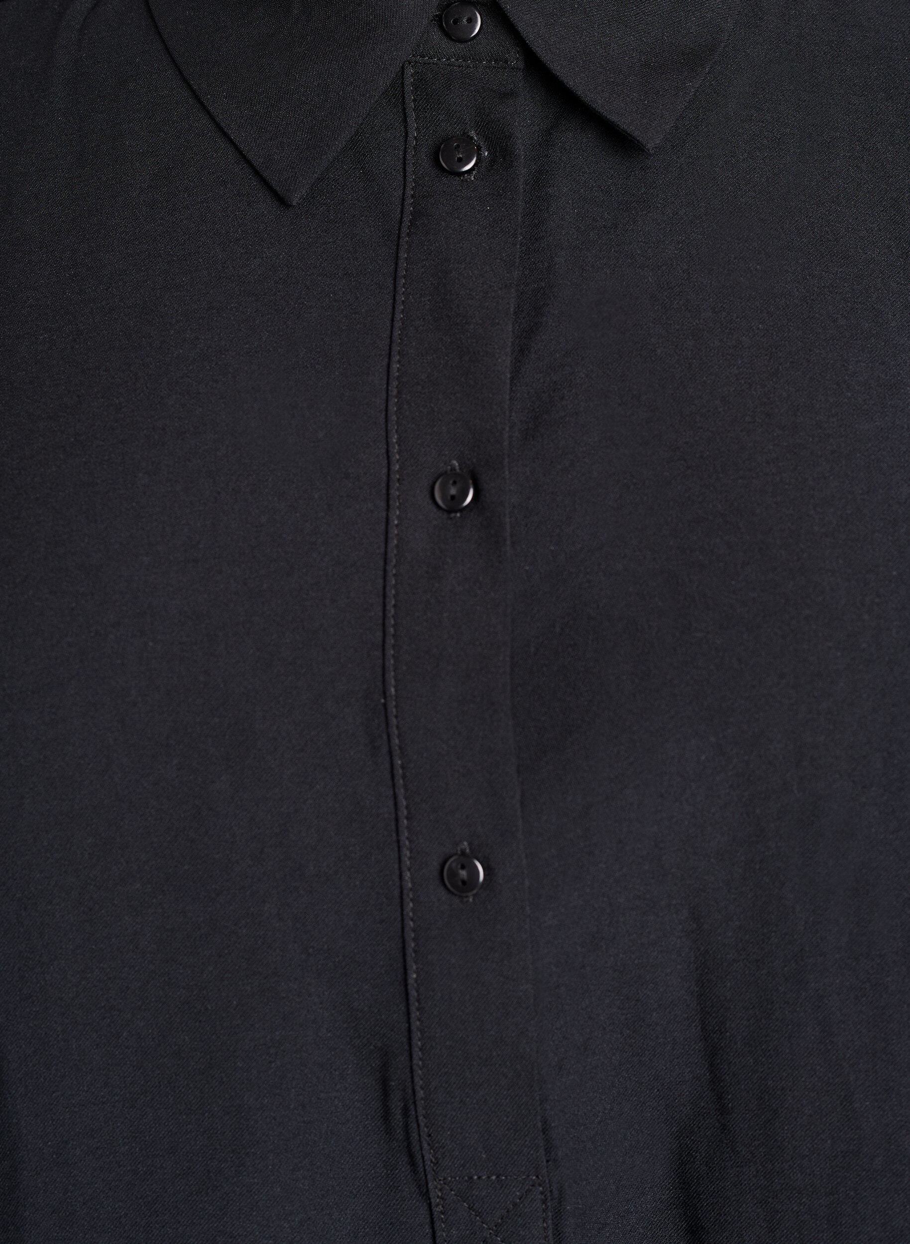 Zizzifashion Tunic in viscose with pockets and collar, Black, Packshot image number 2