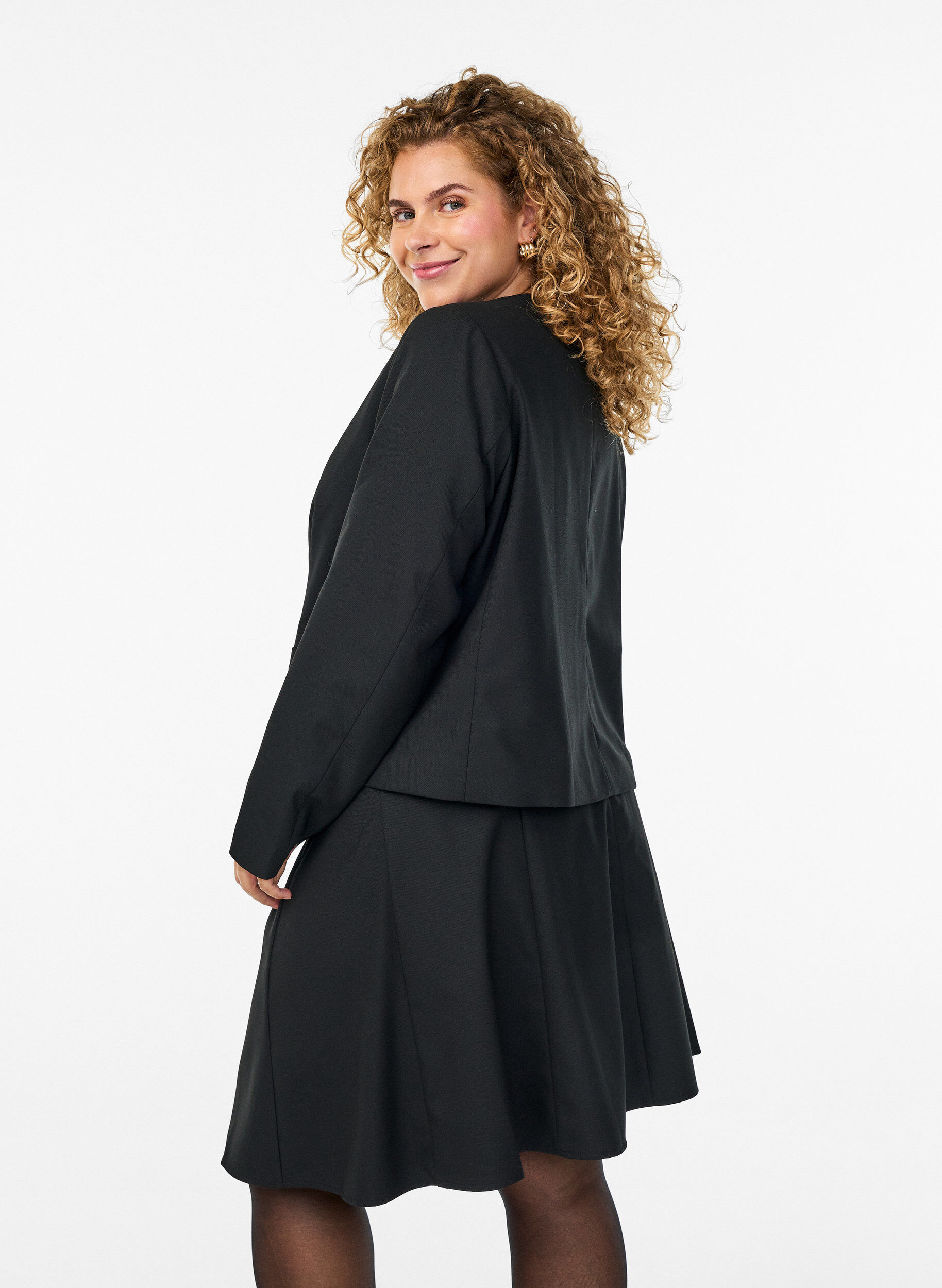 ZizzifashionShort A-line skirt, Black, Model image number 2