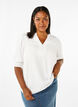 Viscose blouse with smock and ruffle detail, Bright White, Model image number 0