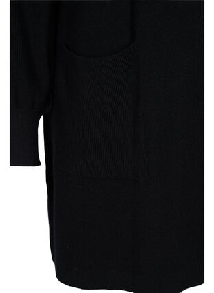 Knitted cardigan with long sleeves and pockets, Black, Packshot image number 3
