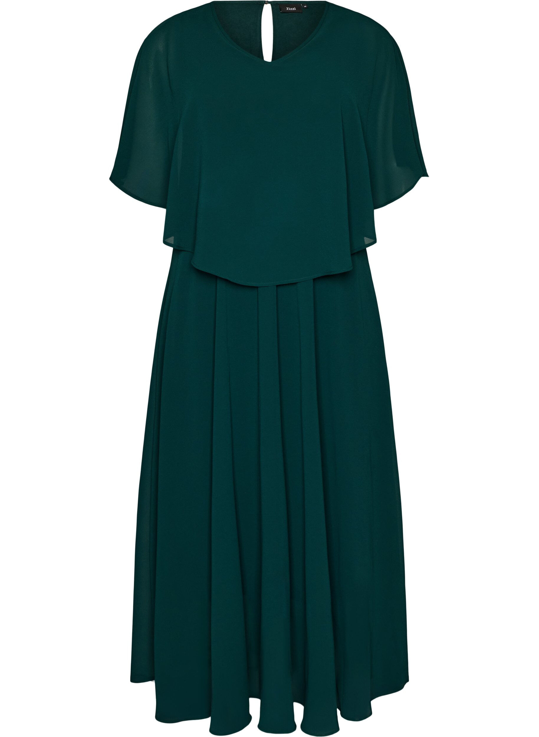 Zizzifashion Short-sleeved maxi dress with a-shape, Green, Packshot image number 0