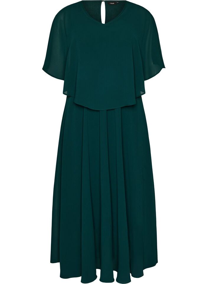 Short-sleeved maxi dress with a-shape, Green, Packshot image number 0