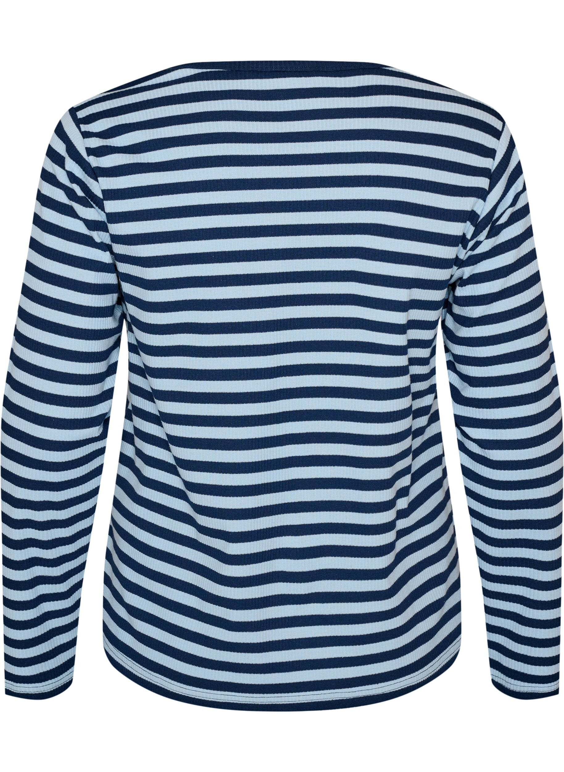 ZizzifashionLong-sleeved night top in ribbed jersey with stripes, Blue, Packshot image number 1