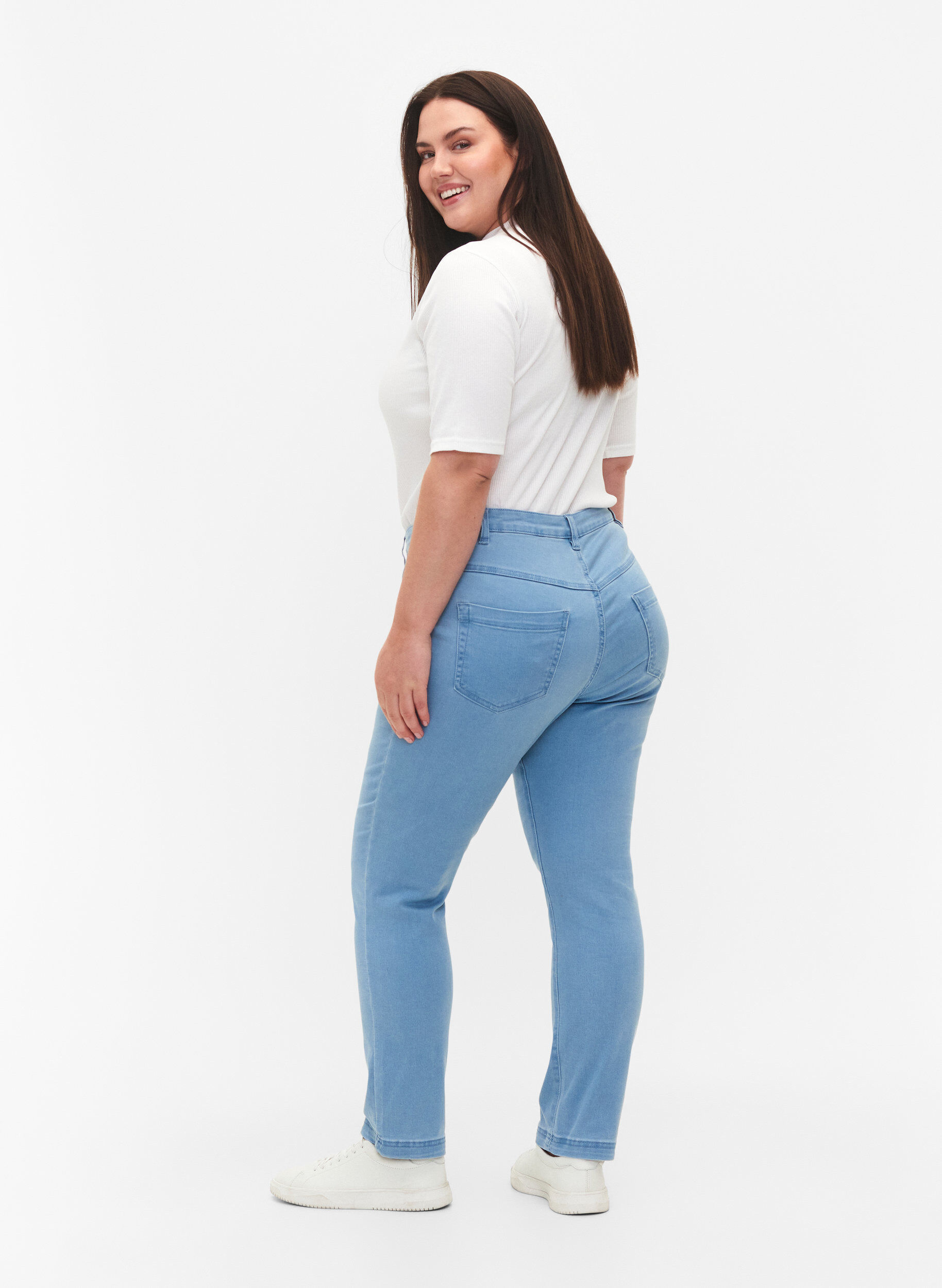 Zizzifashion Slim fit Emily jeans with normal waist, Light Blue, Model image number 1