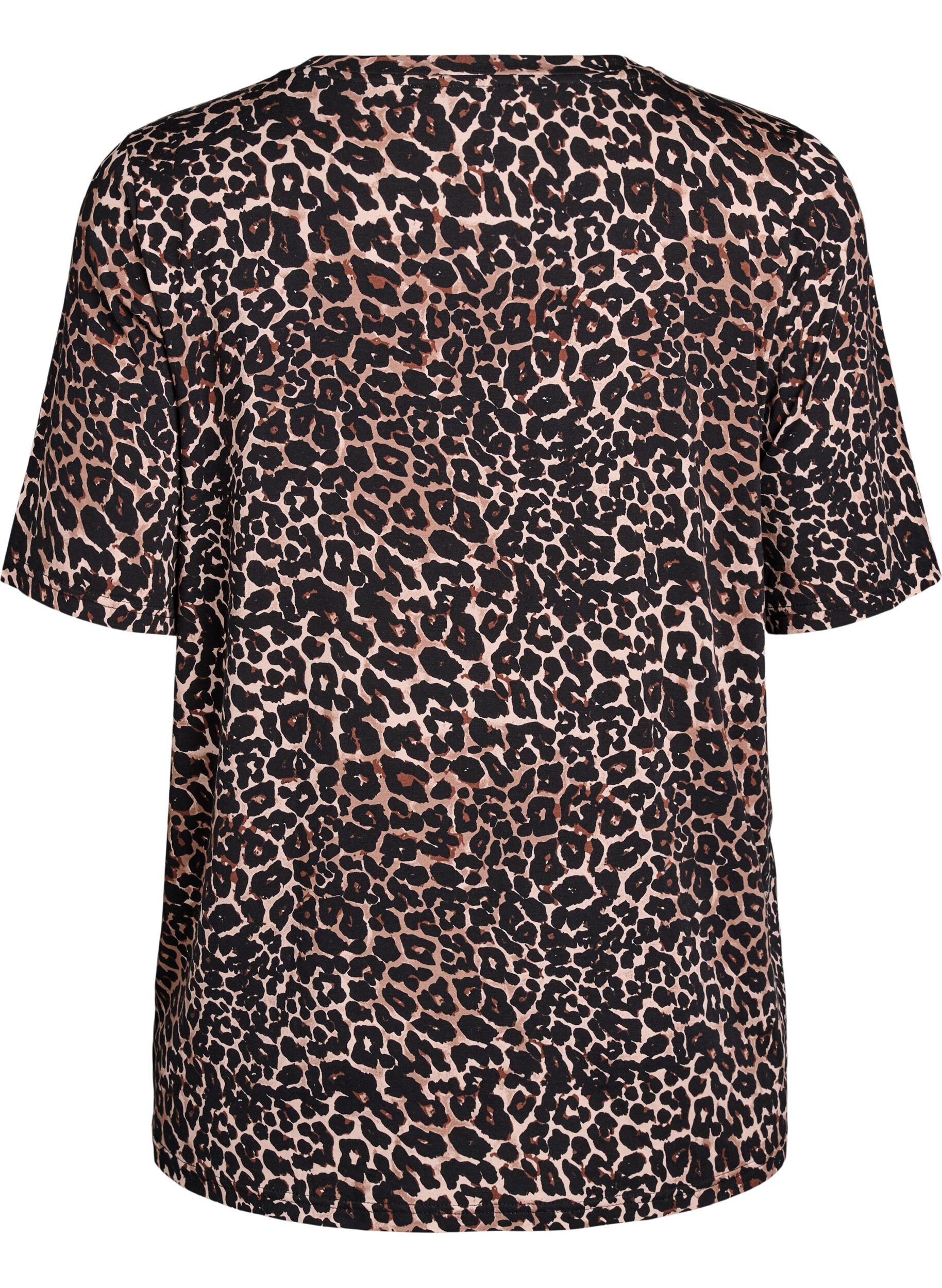 Zizzifashion T-shirt with TENCEL&trade; Lyocell and leopard print, Brown, Packshot image number 1