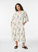 Midi dress in linen and viscose with 1/2 sleeves, White, Model image number 0