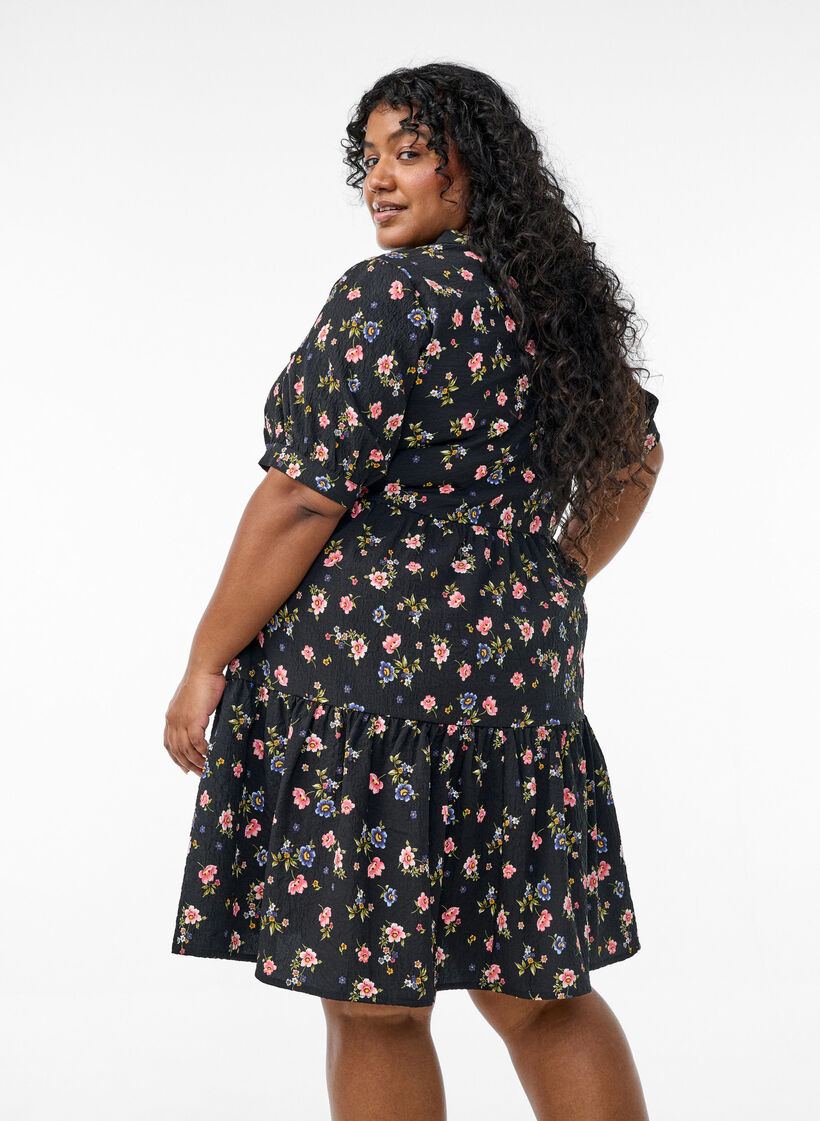 Short A-line dress, Black, Model image number 1