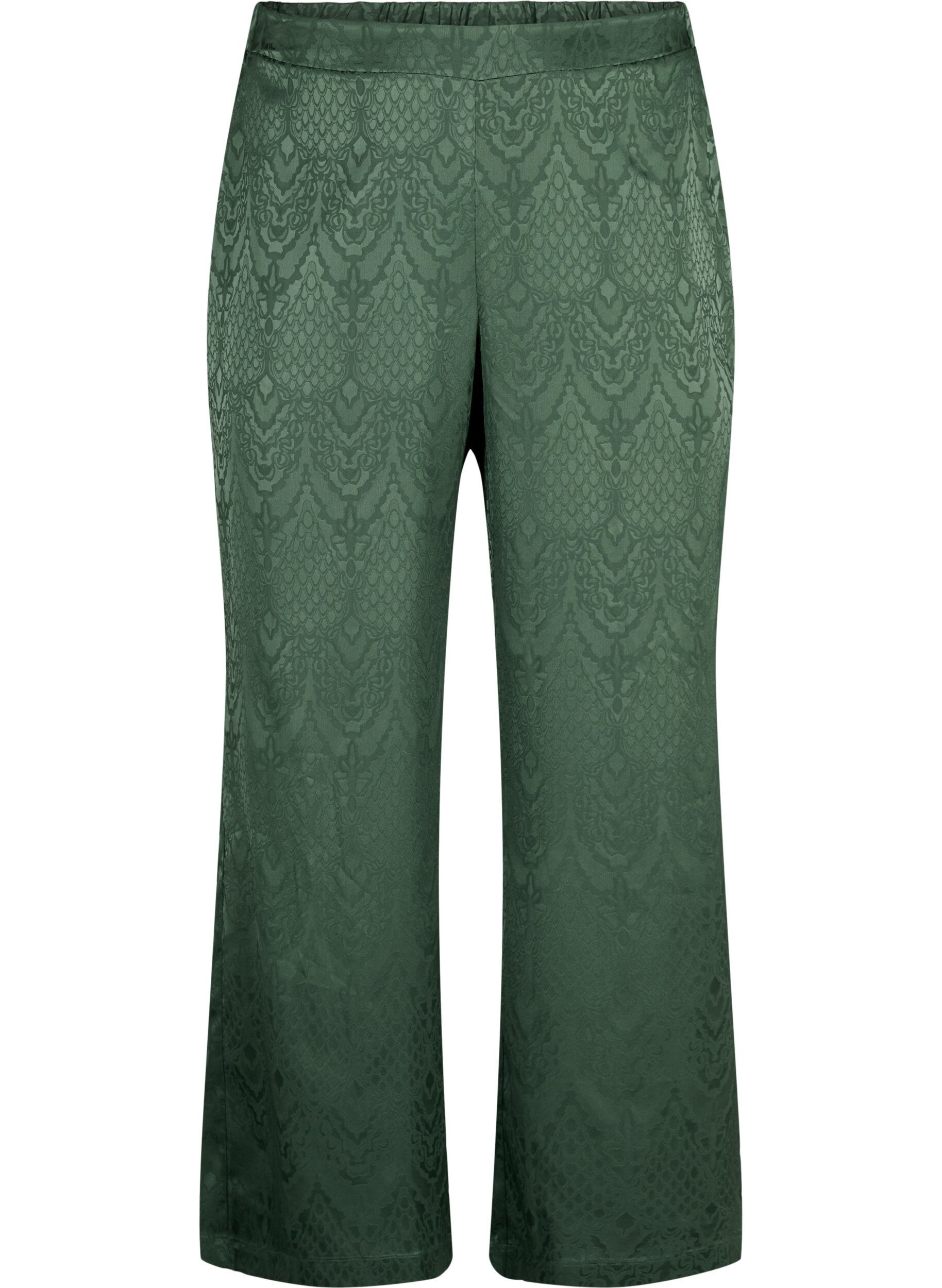 Zizzifashion Trousers with textured pattern, Duck Green, Packshot image number 0