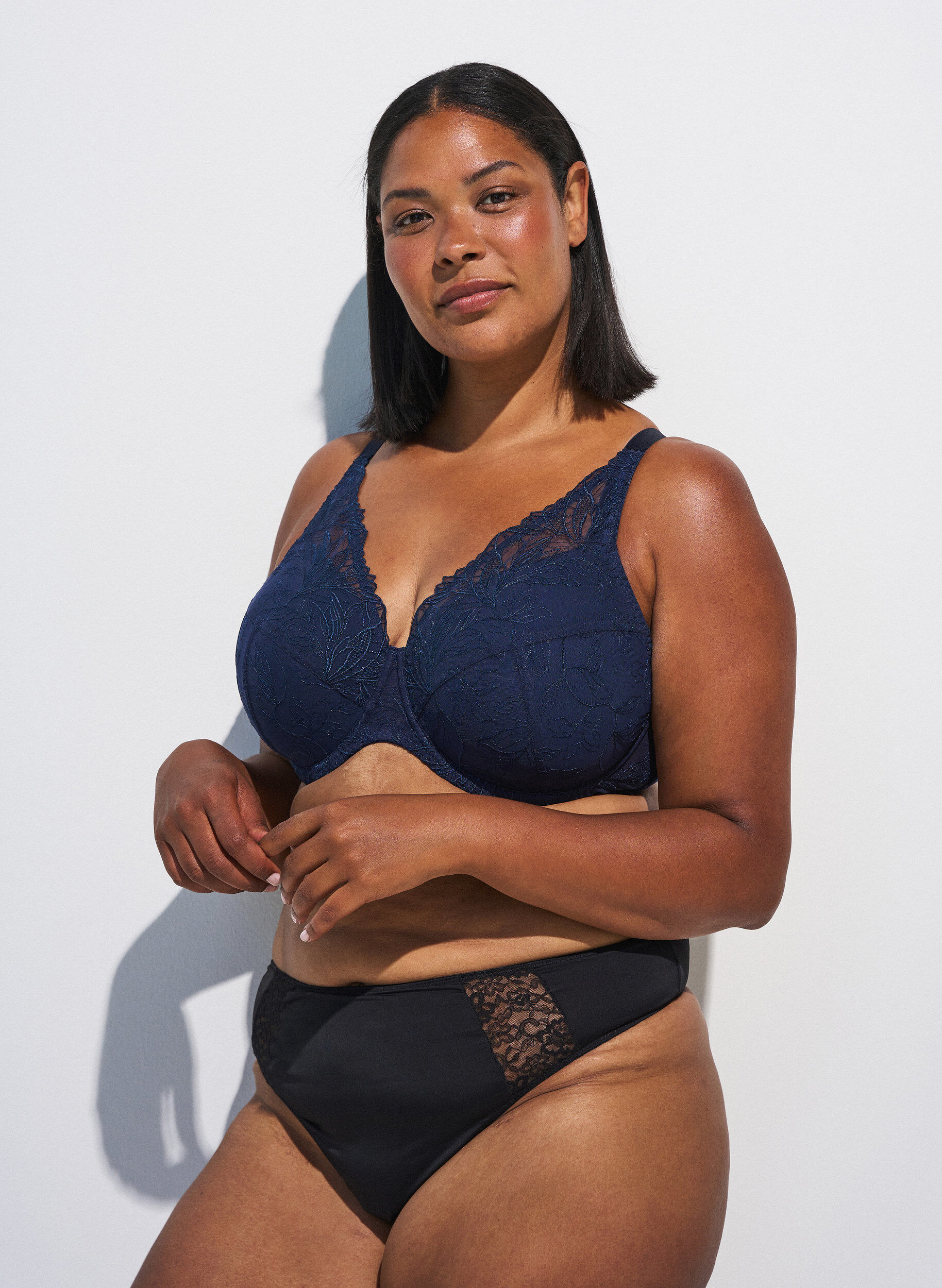 ZizzifashionPadded lace bra with underwire, Blue, Image image number 0