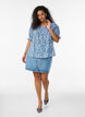 Cotton blouse with a square neckline, Blue, Model image number 1