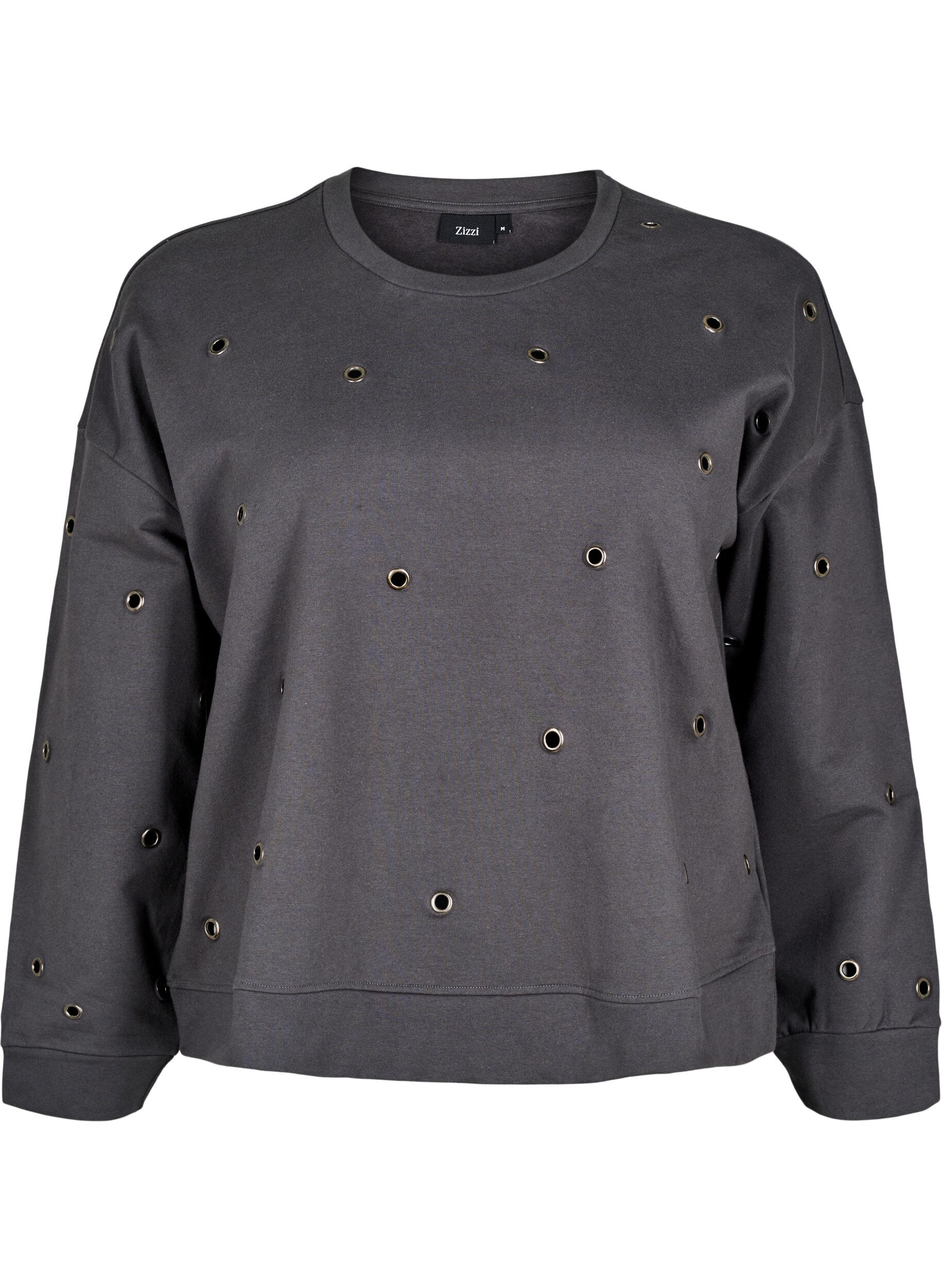 Zizzifashion Sweatshirt with eyelets, Dark Grey, Packshot image number 0