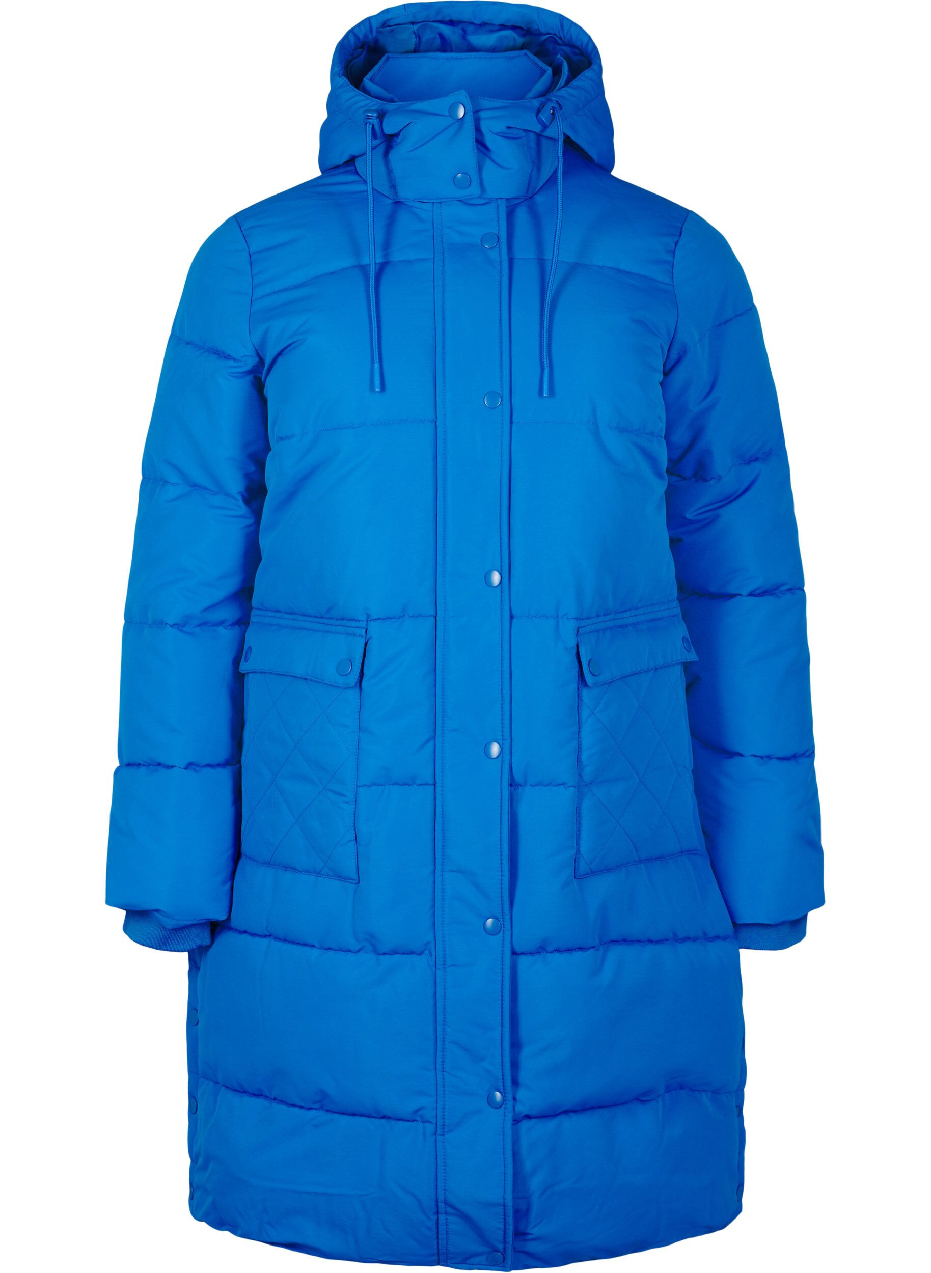 Zizzifashion Long puffer jacket with pockets and hood, Blue, Packshot image number 0