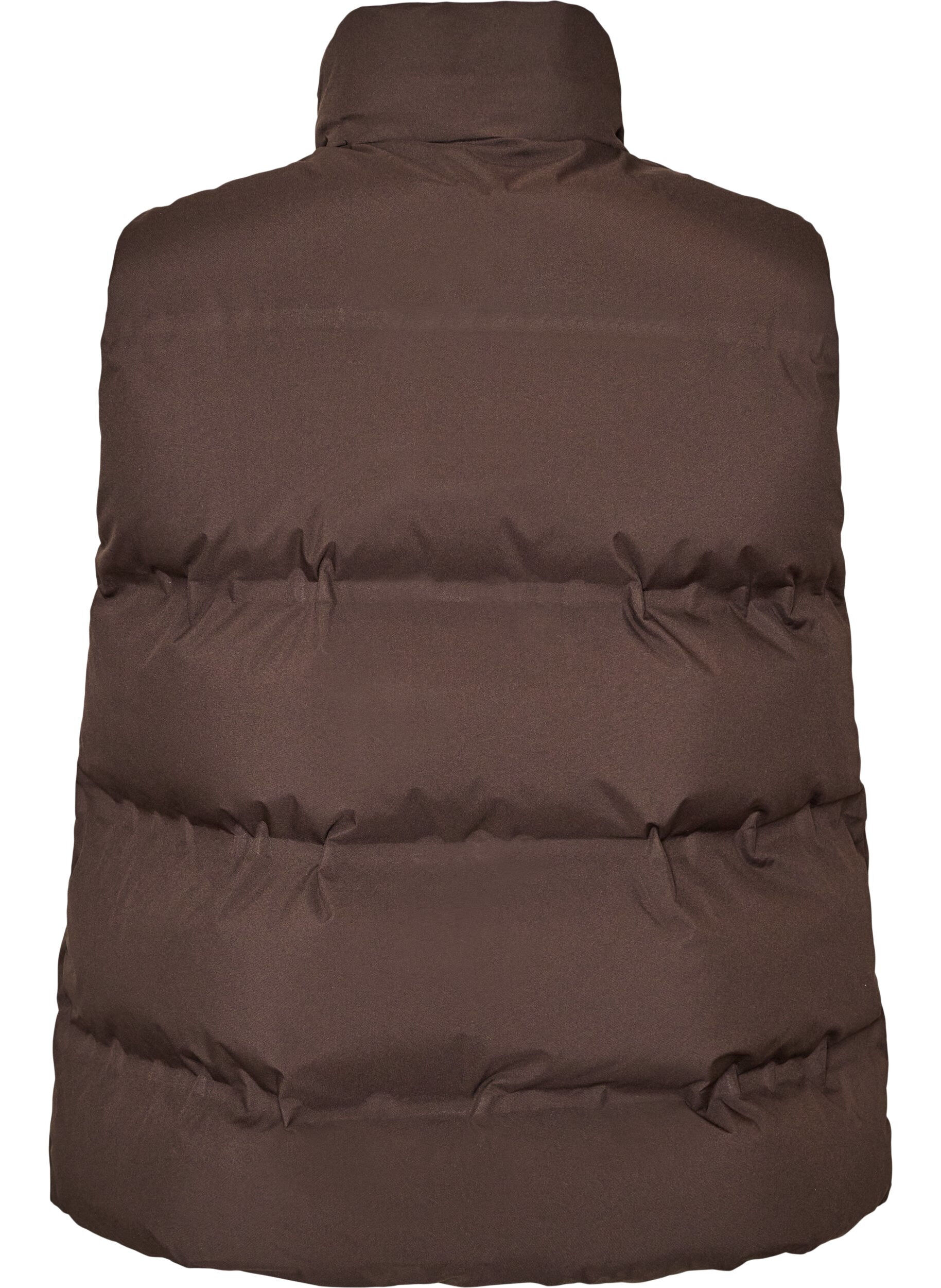 ZizzifashionShort puff vest with high collar, Brown, Packshot image number 1