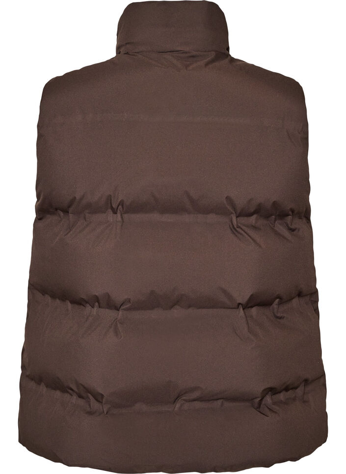 Short puff vest with high collar, Brown, Packshot image number 1