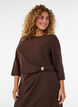 Jersey dress with draping and decorative buckle, Brown, Model image number 2