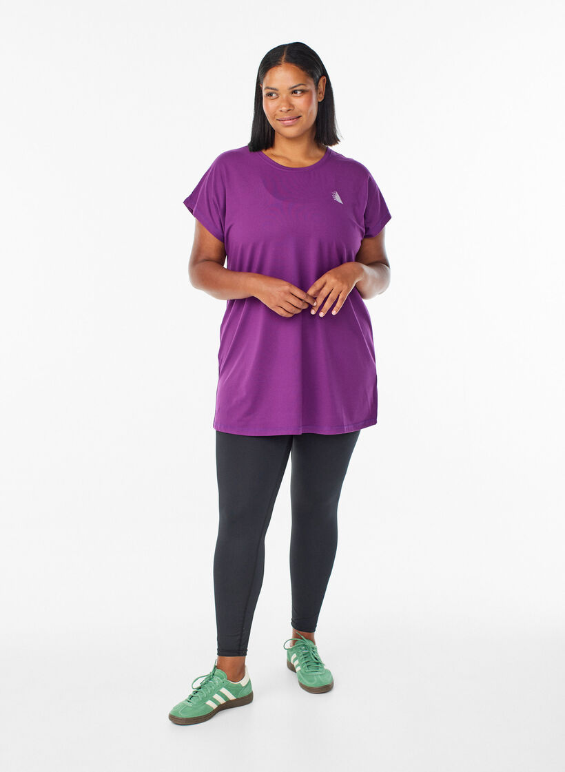 Long workout T-shirt, Purple, Model image number 1