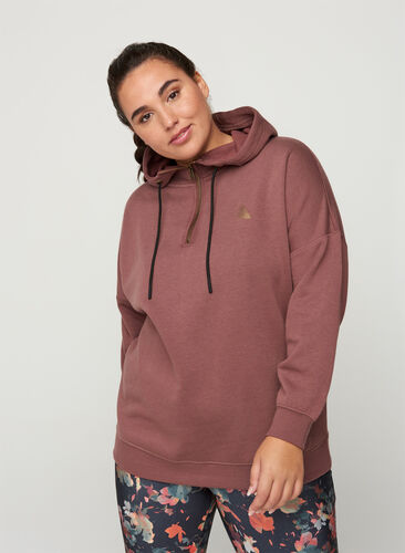 Sweatshirt with a hood and zip, Marron, Model image number 0