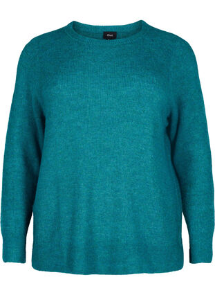 Melange sweater with round neck	, Deep Lake Mel., Packshot image number 0