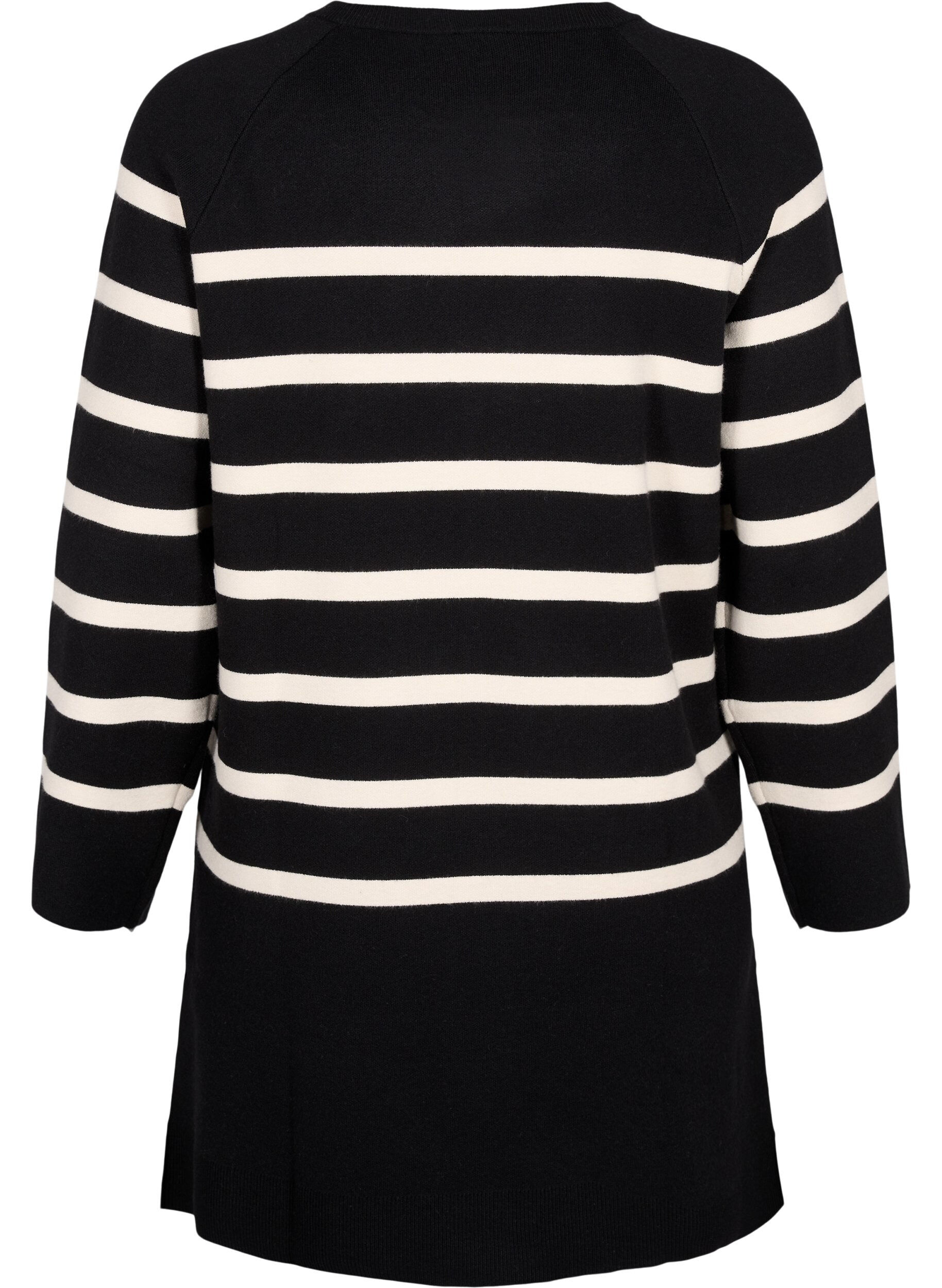 Zizzifashion Knitted dress with a round neck and slit, Black, Packshot image number 1