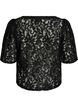 Short-sleeved lace blouse with V-neck, Black, Packshot image number 1