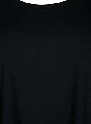 Basic cotton t-shirt with 3/4 sleeves, Black, Packshot image number 2