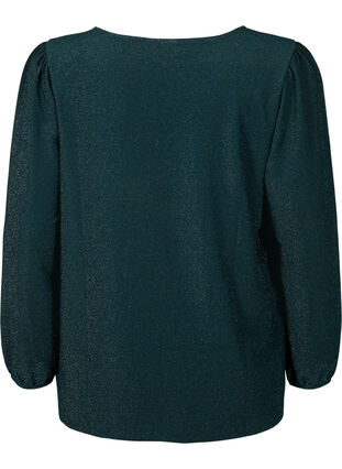 Glitter blouse with puff sleeves, Black Scarab, Packshot image number 1