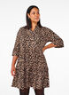 Short A-line dress with leopard print, Brown, Model image number 0