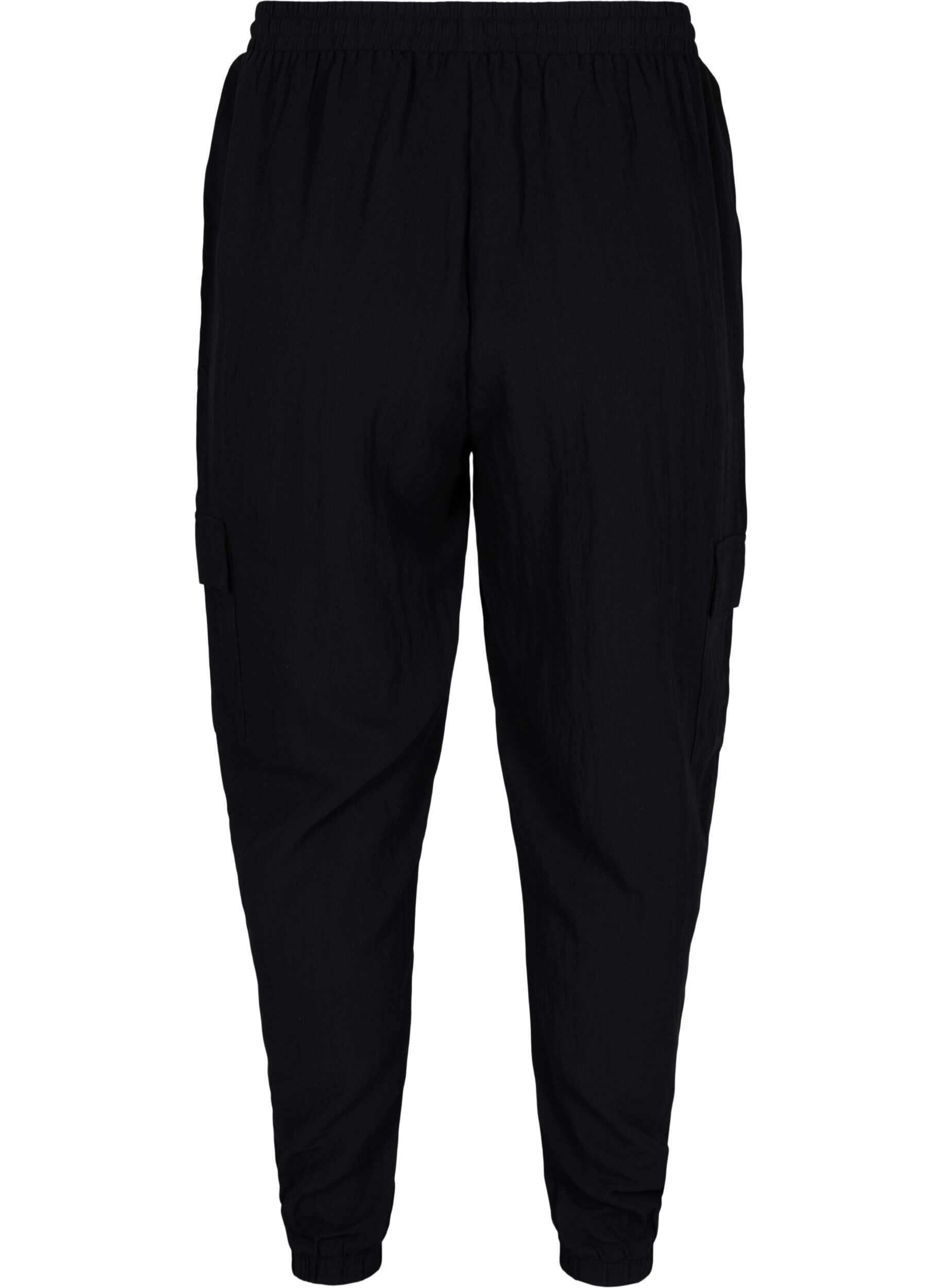 Zizzifashion Loose cargo trousers in viscose, Black, Packshot image number 1