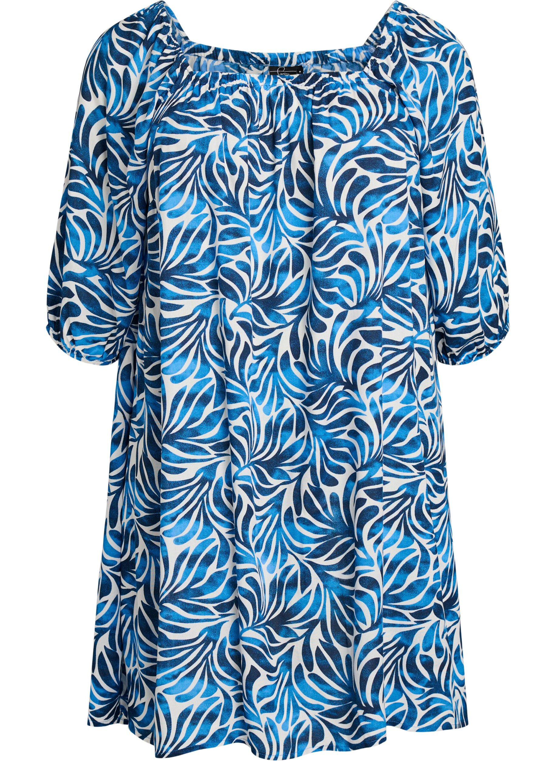 Zizzifashion Beach dress in viscose with print, Blue, Packshot image number 0