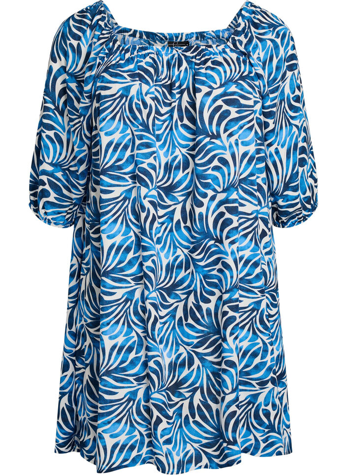 Beach dress in viscose with print, Blue, Packshot image number 0