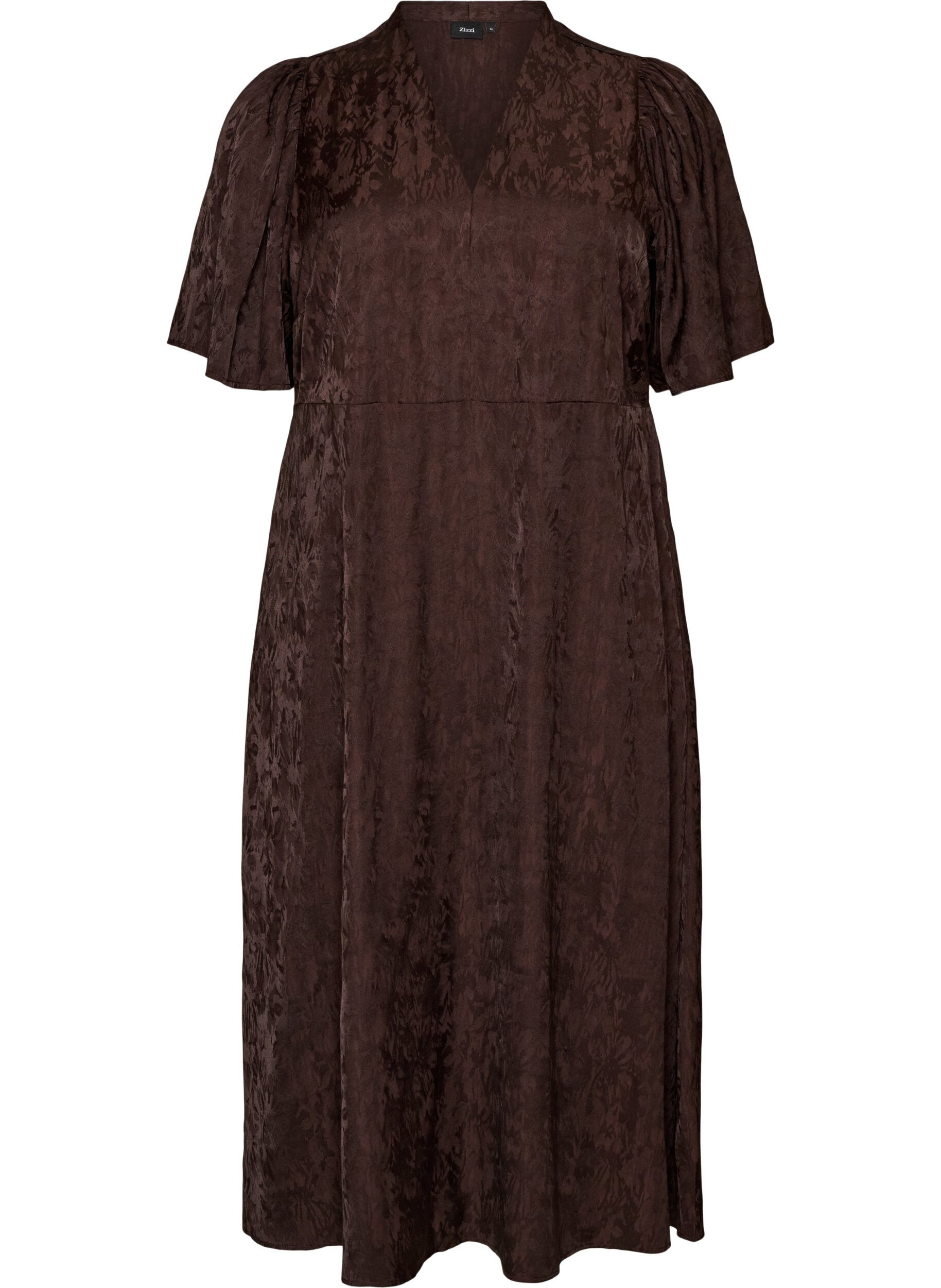 Midi jacquard dress with paisley pattern and wing sleeves