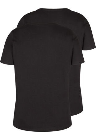 2-pack Short-sleeved T-shirt in Cotton, Black/Black, Packshot image number 1
