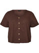 Textured cotton blouse with button fastening, Brown, Packshot image number 0