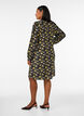Patterned viscose dress with long sleeves, Black, Model image number 2