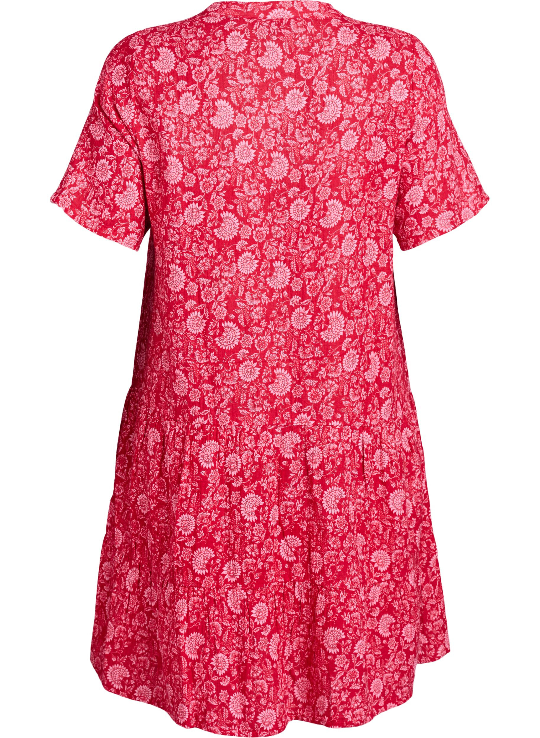 Zizzifashion Short A-line dress in cotton muslin, Red, Packshot image number 1
