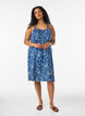 Knee-length strap dress in organic cotton, Blue, Model image number 1