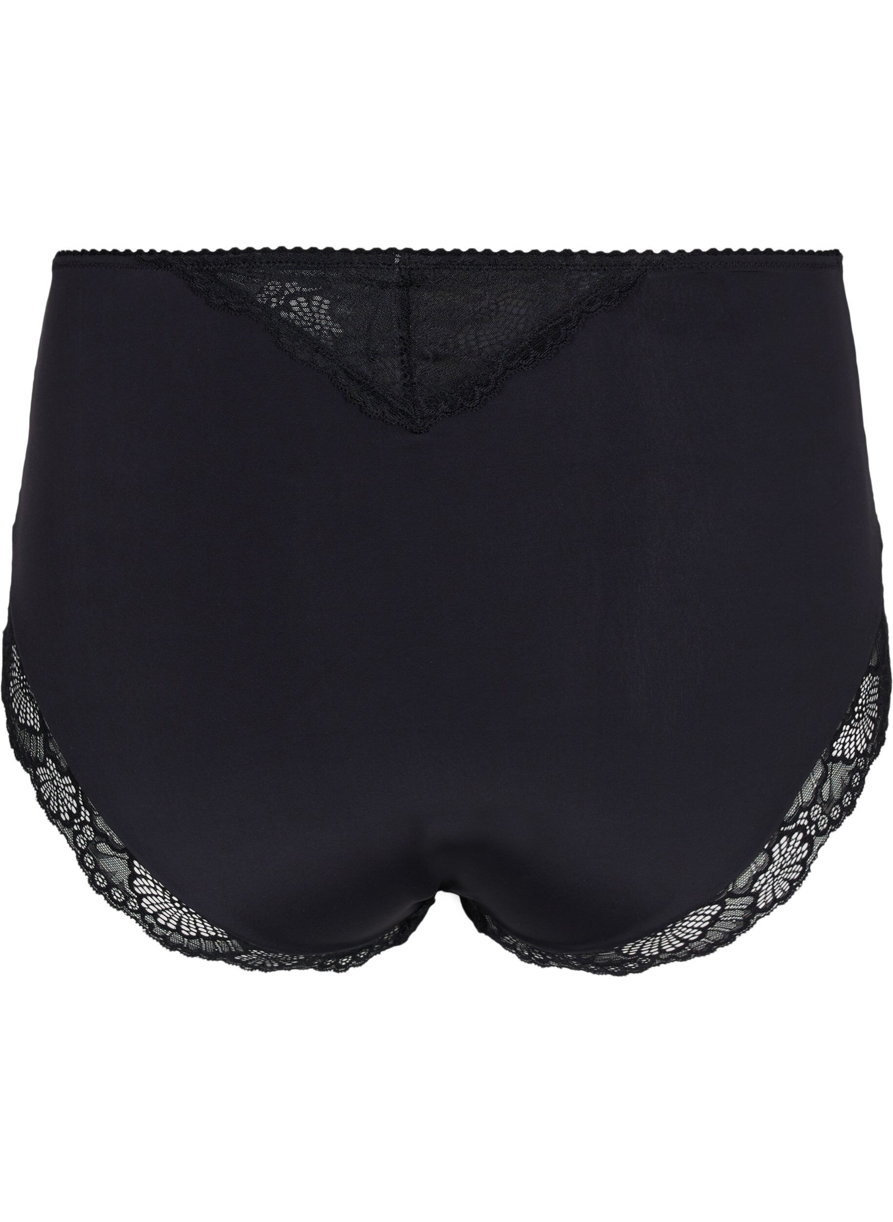 Zizzifashion High waisted panty with lace and mesh, Black, Packshot image number 1