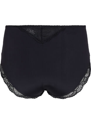 High waisted panty with lace and mesh, Black, Packshot image number 1