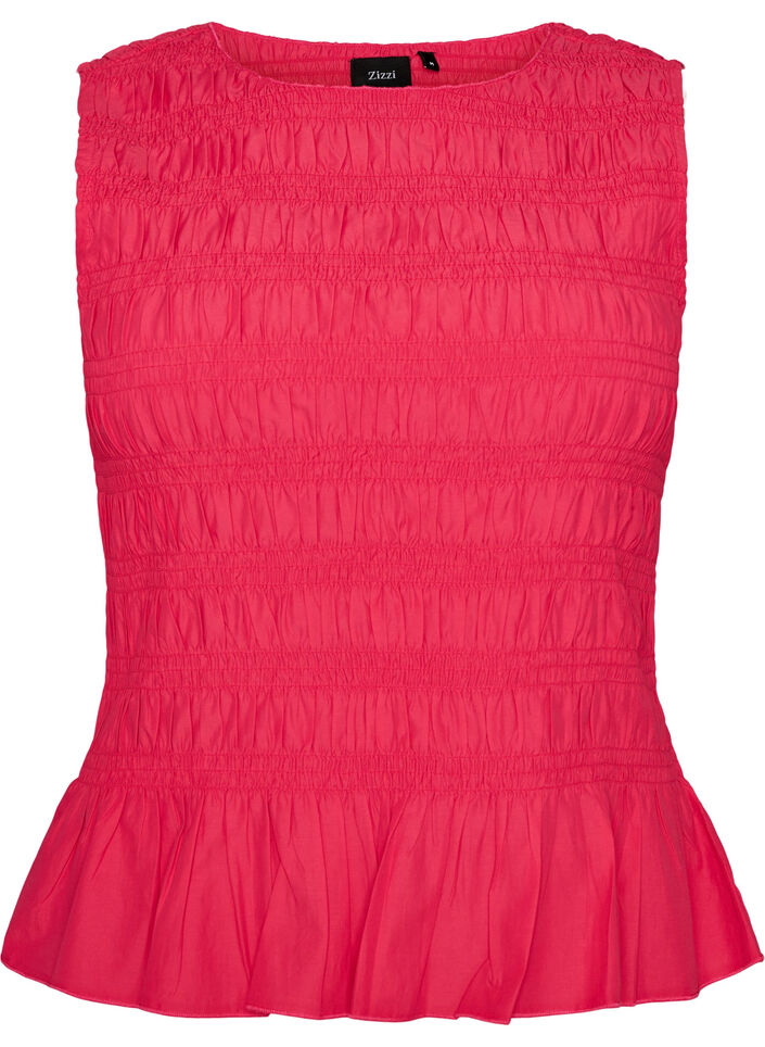 Smock top with boat neck and peplum hem, Rose, Packshot image number 0