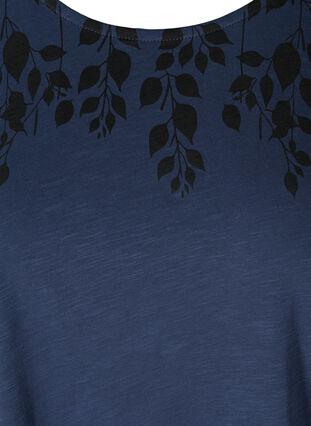Cotton t-shirt with print details, Mood Indigo LEAF, Packshot image number 2