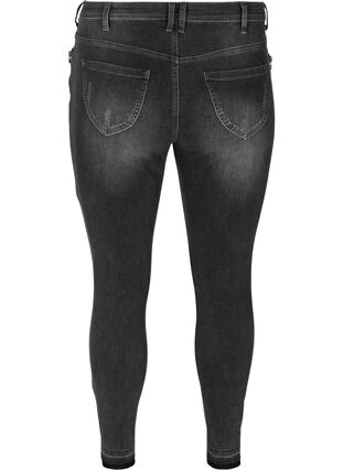 Super slim Amy jeans with distressed look, Grey Denim, Packshot image number 1