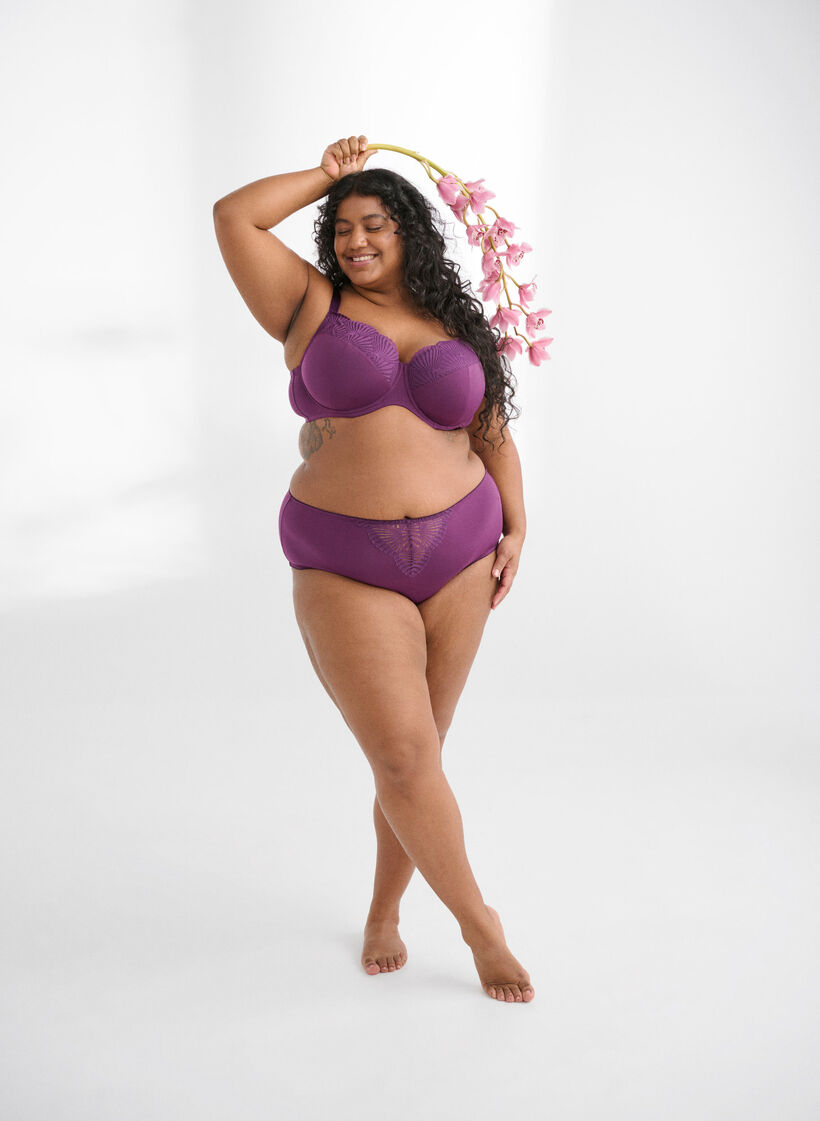 Briefs panties in microfibre with lace details, Dark Bordeaux, Image image number 0