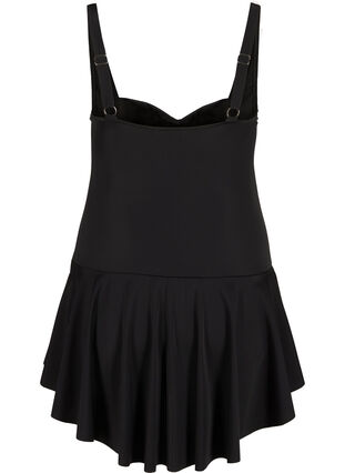 Swimsuit dress with skirt and mesh, Black, Packshot image number 1