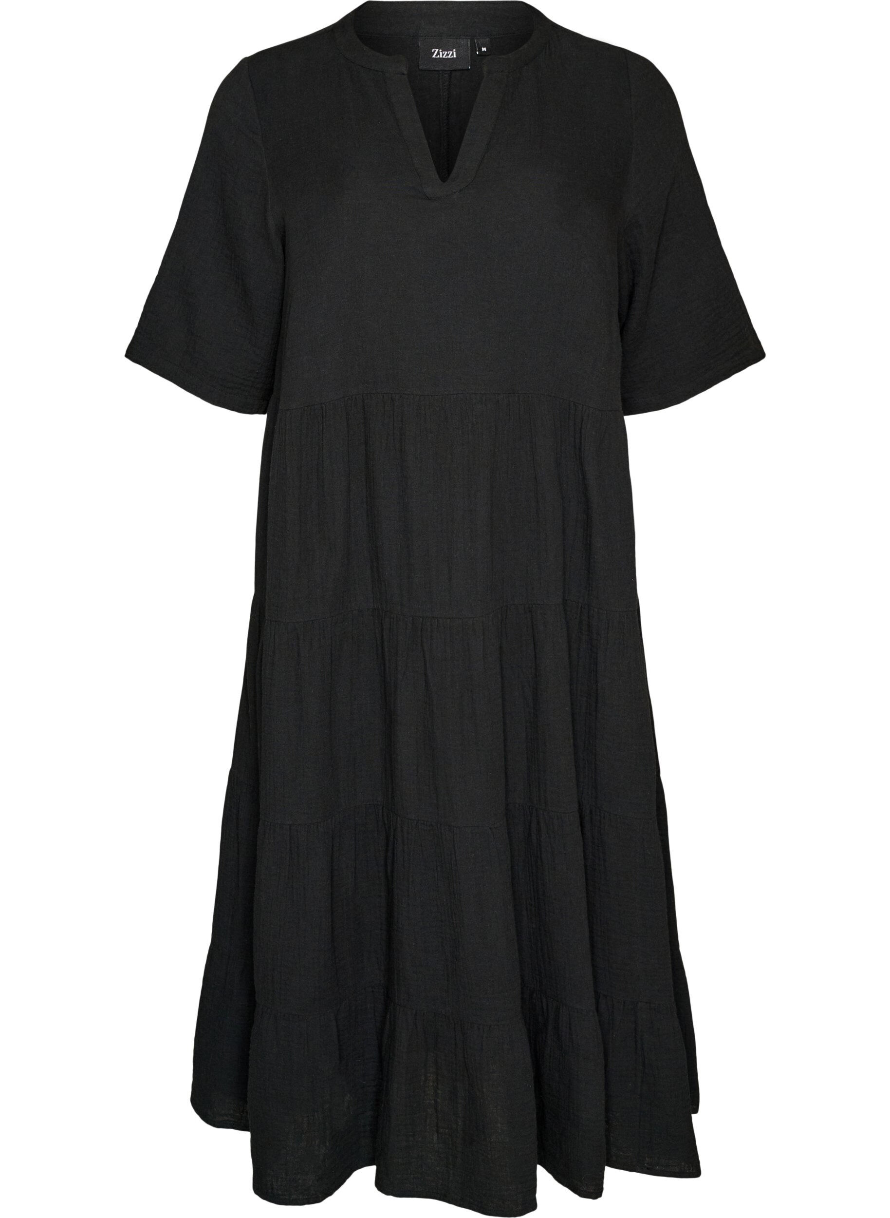A-line midi dress in cotton muslin