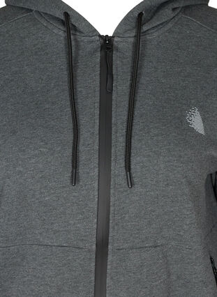 Sweat cardigan with a zip and hood, Dark Grey Melange, Packshot image number 2