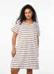 Striped jersey dress with short sleeves, White, Model image number 0
