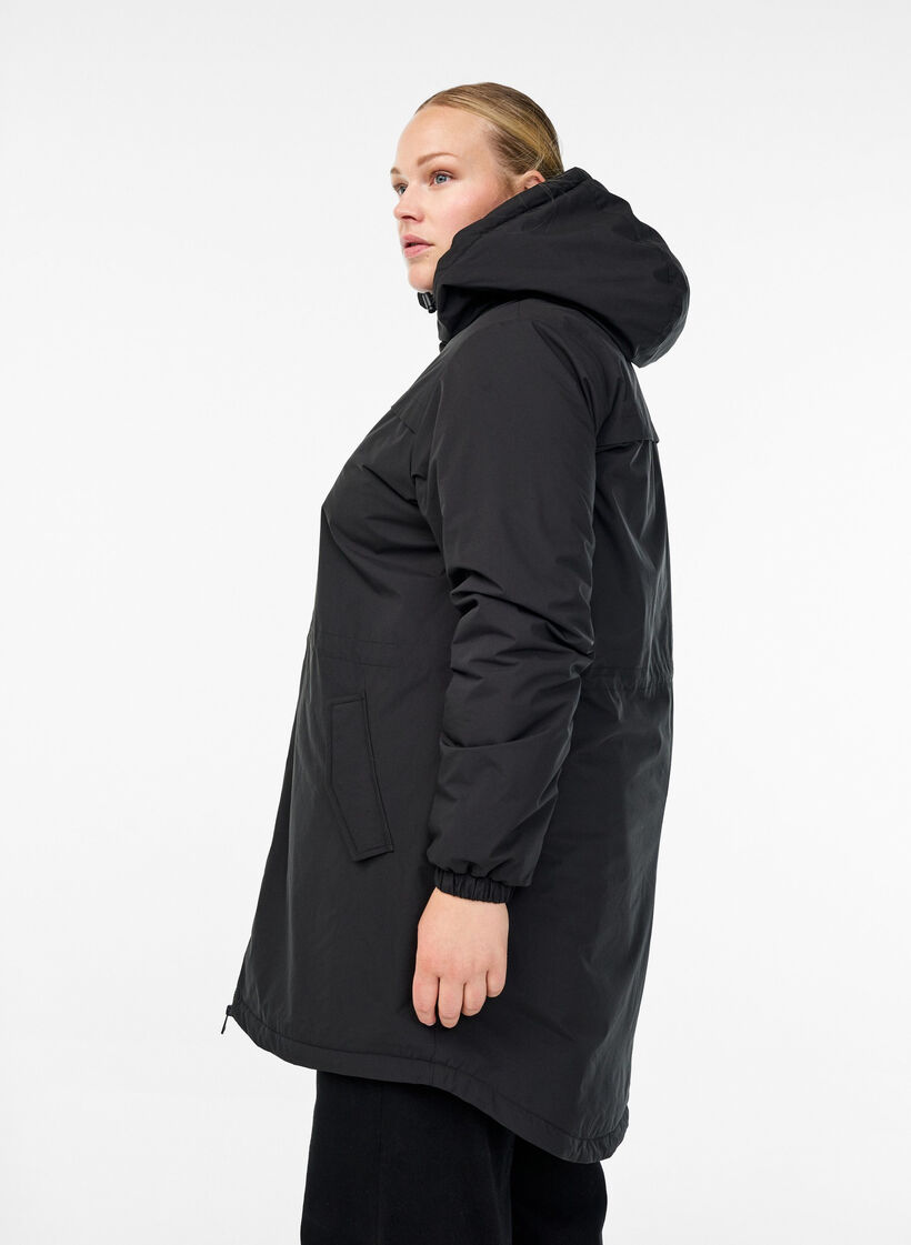 Lightweight padded parka with a hood, Black, Model image number 3