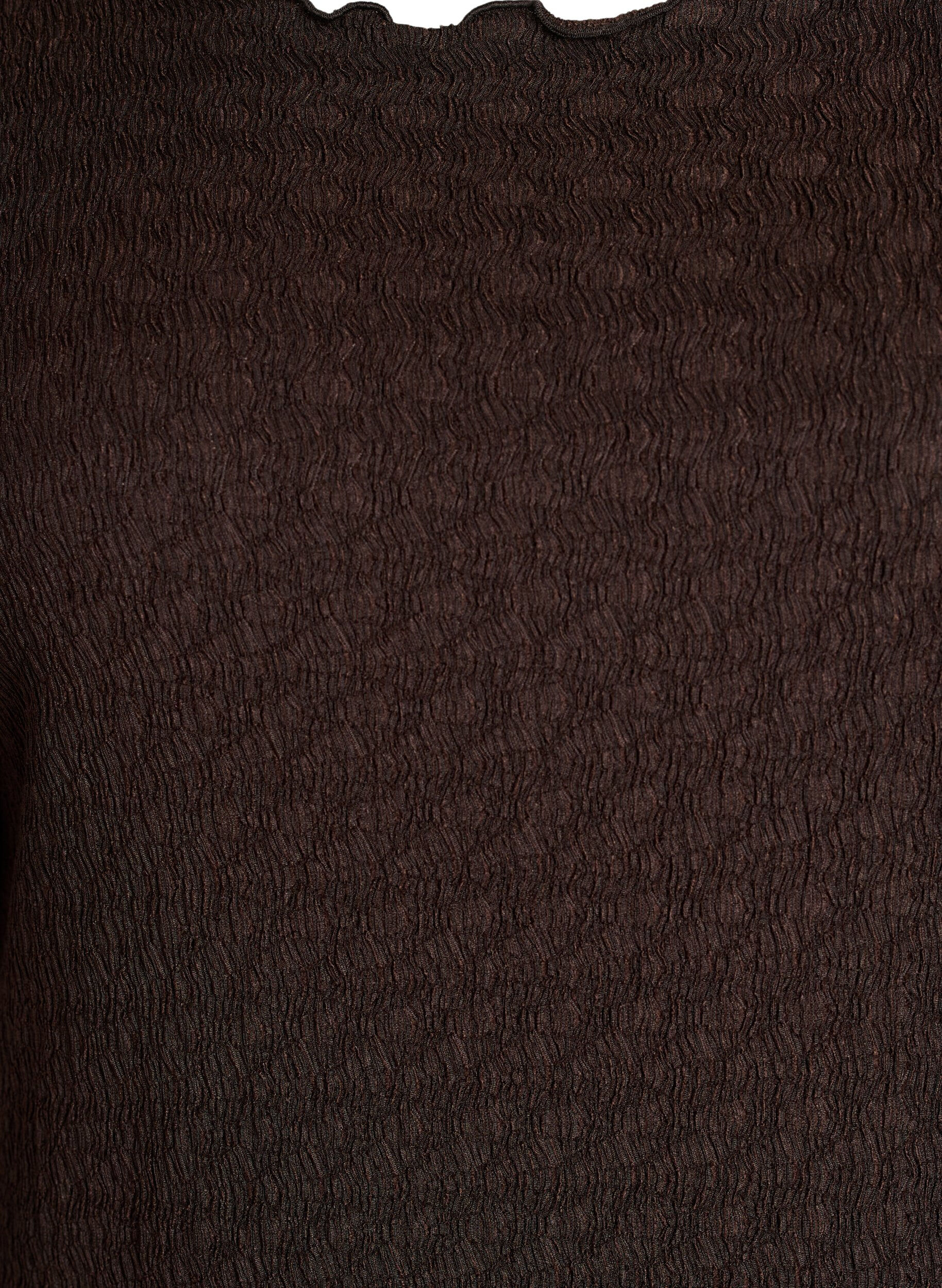 Zizzifashion Textured midi dress with short sleeves, Brown, Packshot image number 2