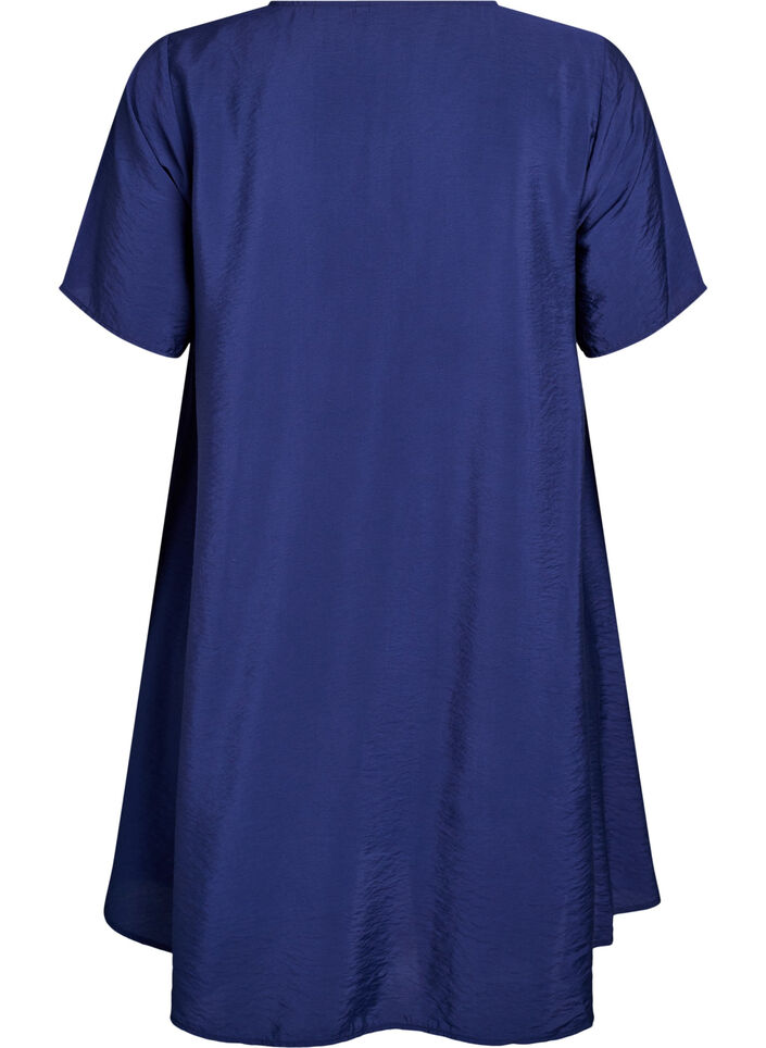 A-line viscose dress with short sleeves, Blue, Packshot image number 1