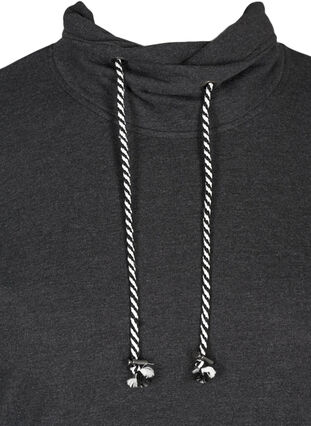 Sweatshirt with a drawstring at the neck, Black Mel., Packshot image number 2